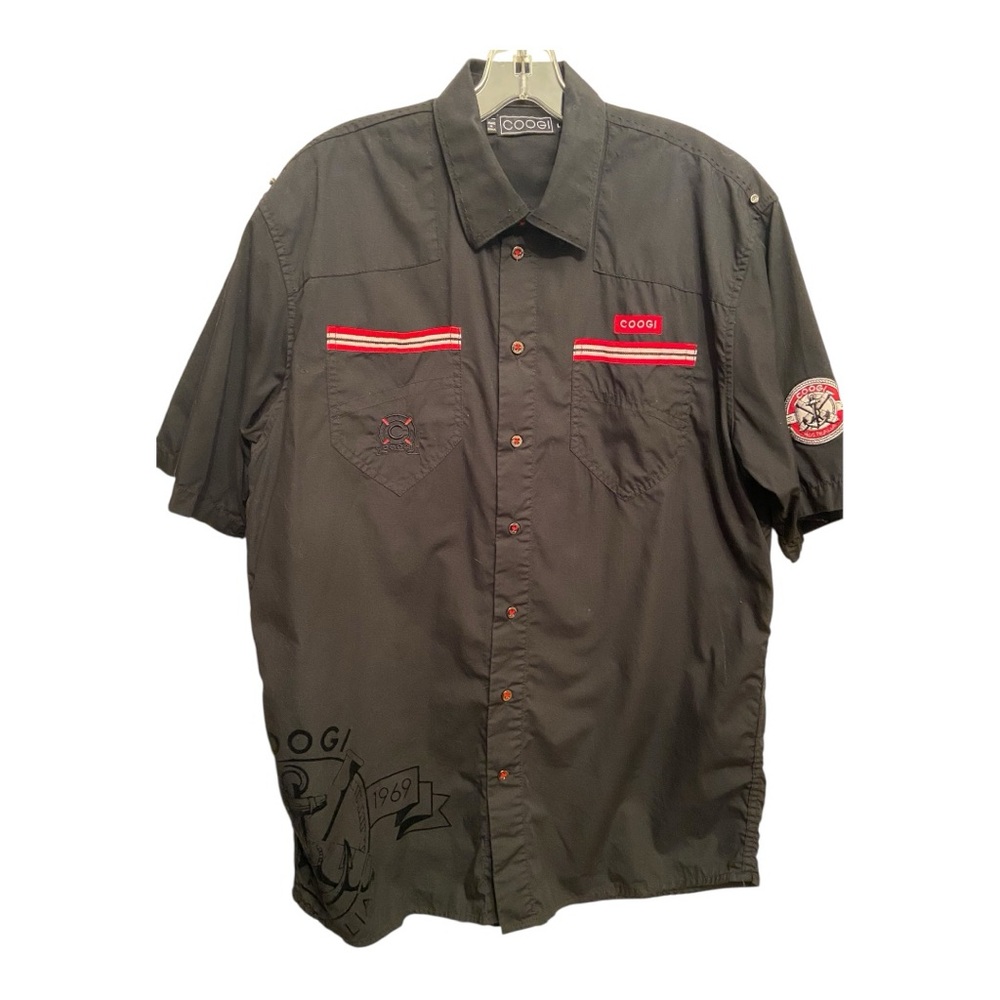 COOGI vintage men’s black shirt sleeve button down size large